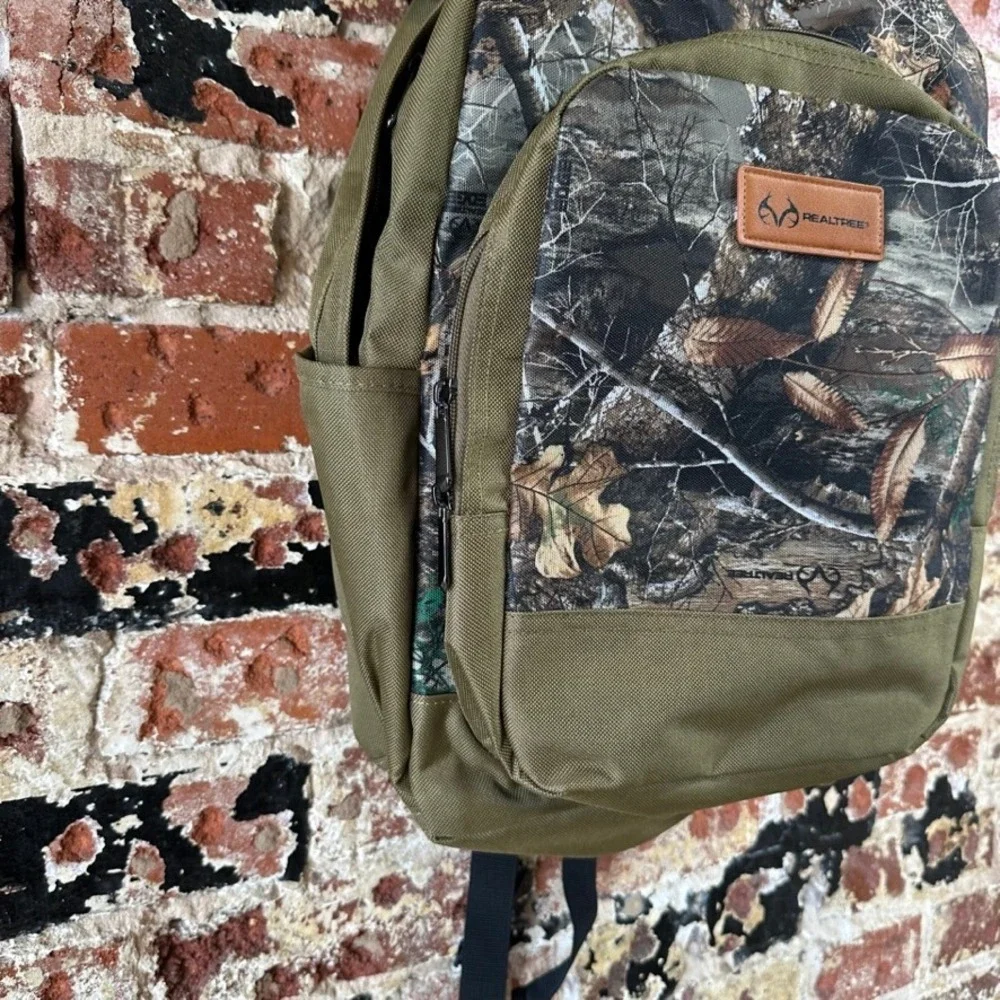 Realtree Laptop Backpack Camo Green Brown Padded Tech Bag NWT